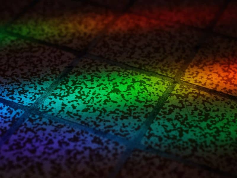Colored light on tiles